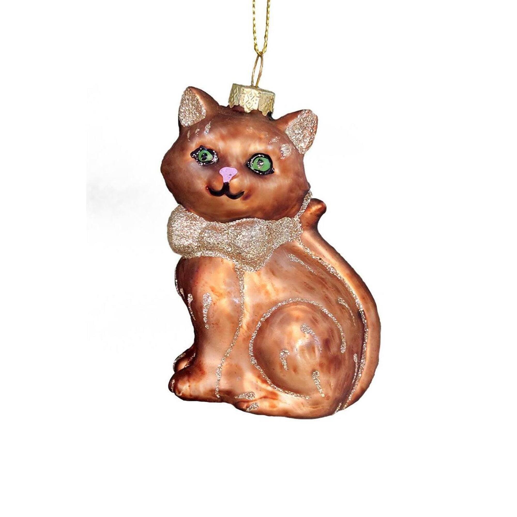 Wizardi 11.81" Cat Christmas Glass Ornament
